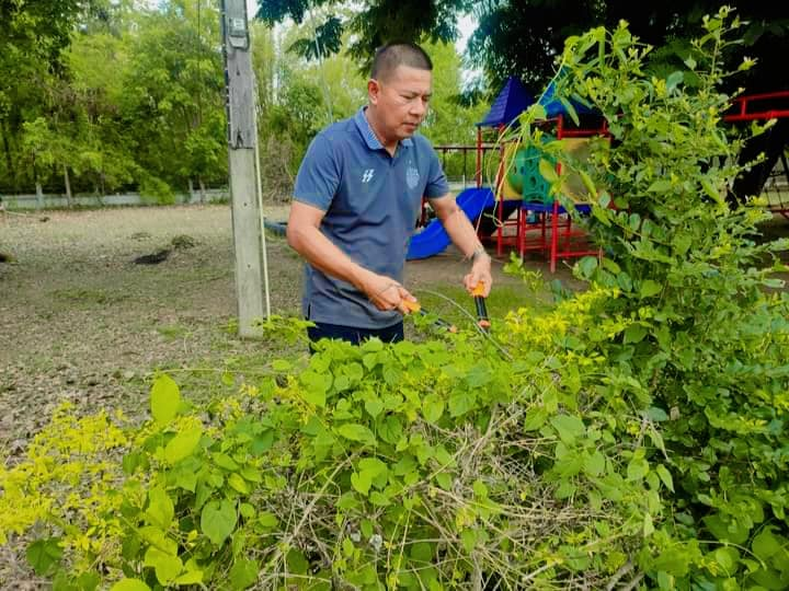 ปรับภูมิทัศน์ศูนย์พัฒนาเด็กเล็กบ้านไผ่เพื่อปรับปรุงสภาพแวดล้อมและเพิ่มความสวยงามให้แก่ศูนย์พัฒนาเด็กเล็กบ้านไผ่